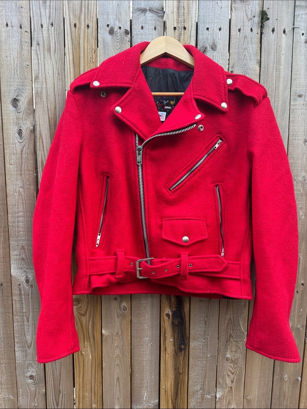 VTG Tripp NYC Red Wool Biker jacket